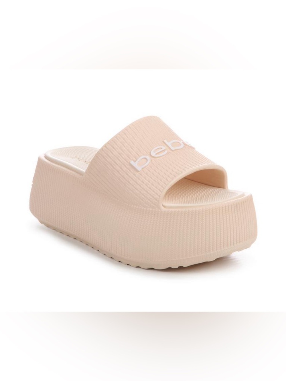 BEBE White Cream Rubber Summer Swim Platform Sandals Slides Slipper Shoes Sz 8 - Picture 16 of 16